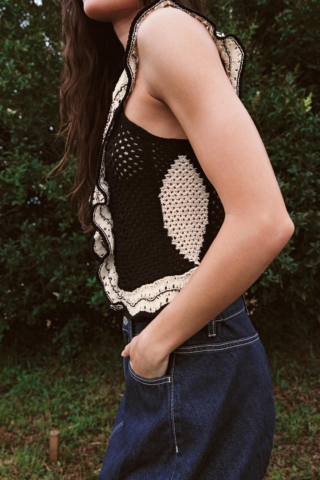 POINTELLE RUFFLED KNIT TOP - Zara фото 3