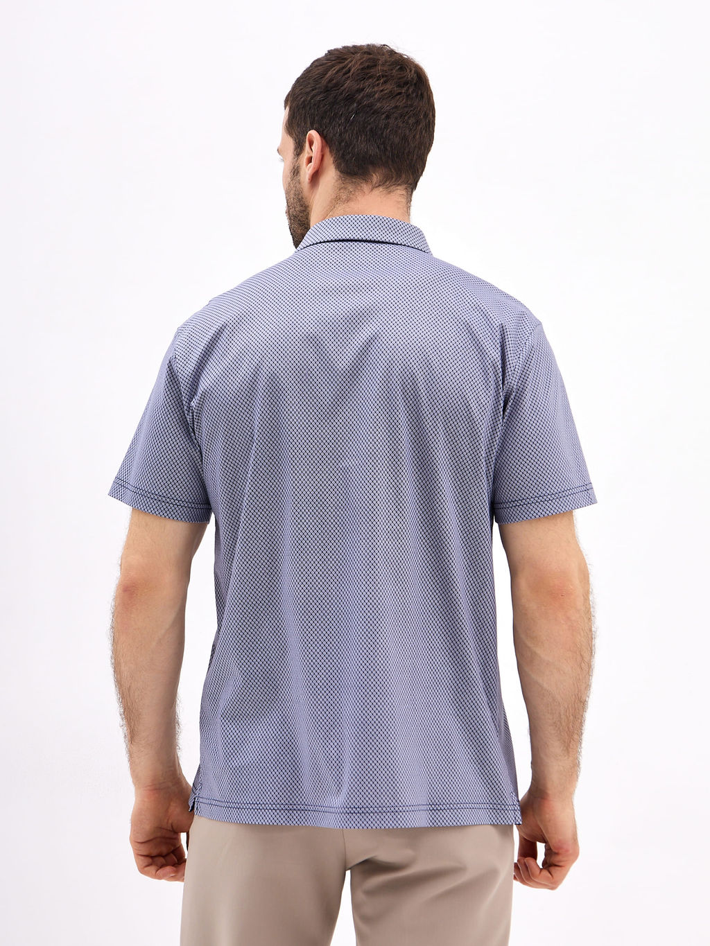 Джемпер мужской с воротником поло короткий рукав GREG G144-TD1246T-LT4618 (синий)