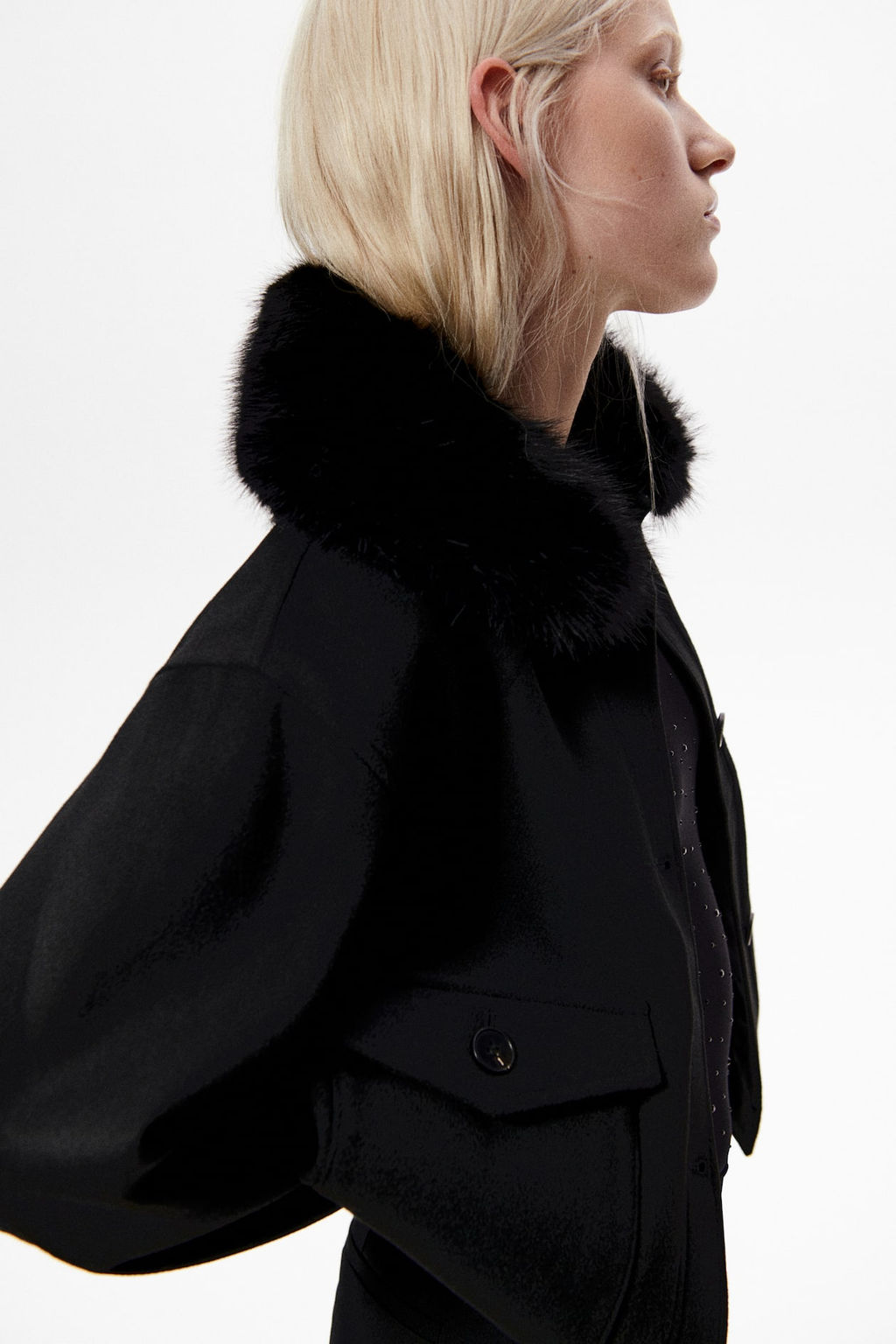 Cazadora de sarga con cuello efecto pelo - H&m фото 4