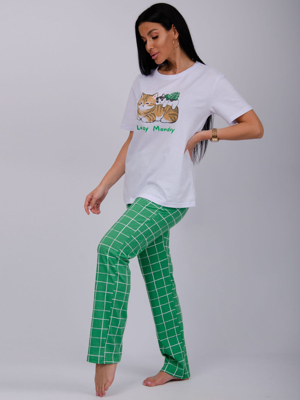 Пижама Лизи 2 брюки, трикотаж - Малина фото 5