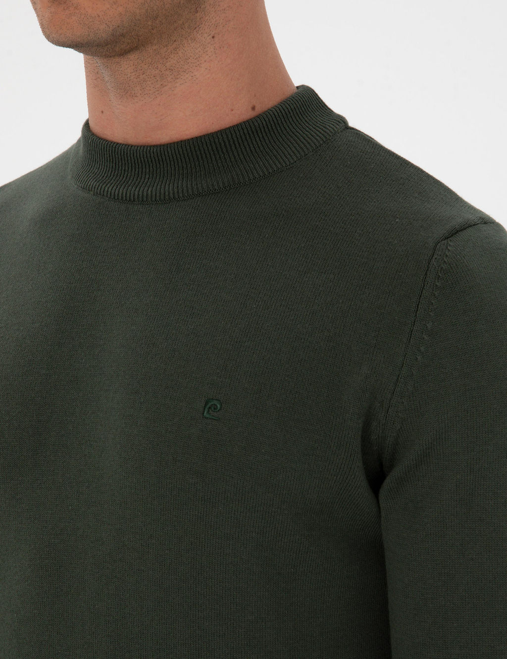 Koyu Haki Slim Fit _eyrek Yaka Basic Triko Kazak - Pierre cardin фото 7