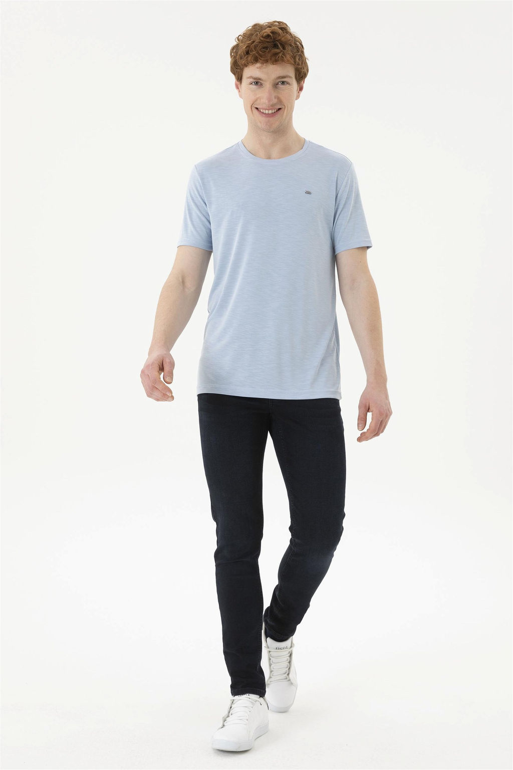 Мужская голубая базовая футболка - U.s. polo assn фото 4