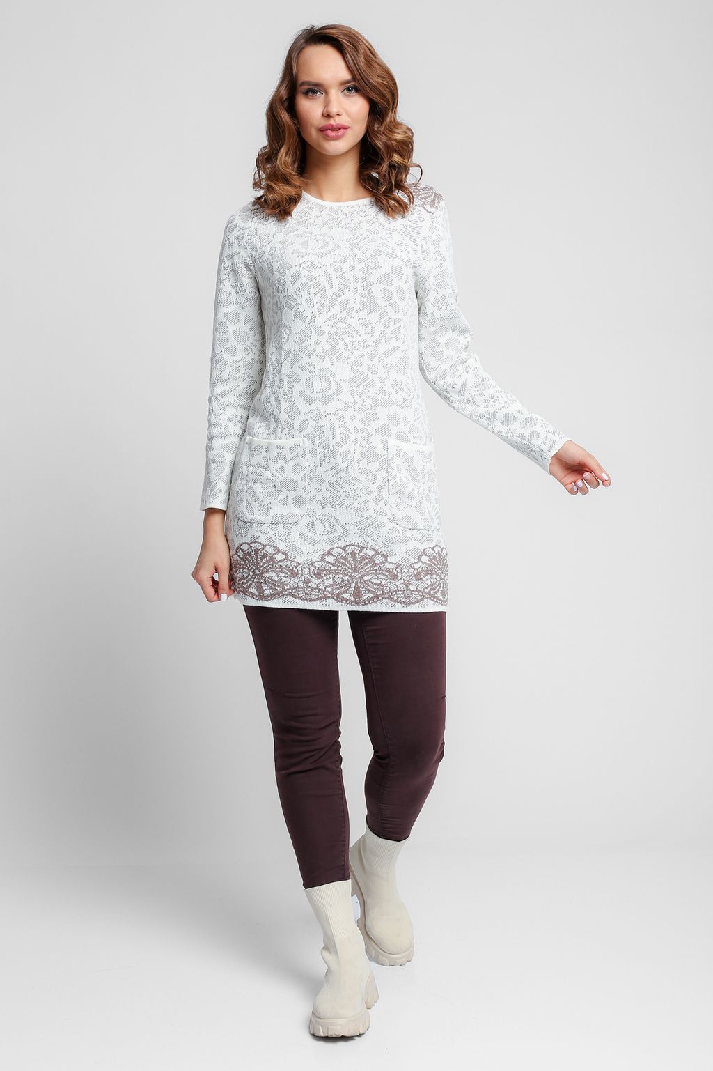 Джемпер Д 2954/молочно-кофейный - Текстильная мануфактура фото 2