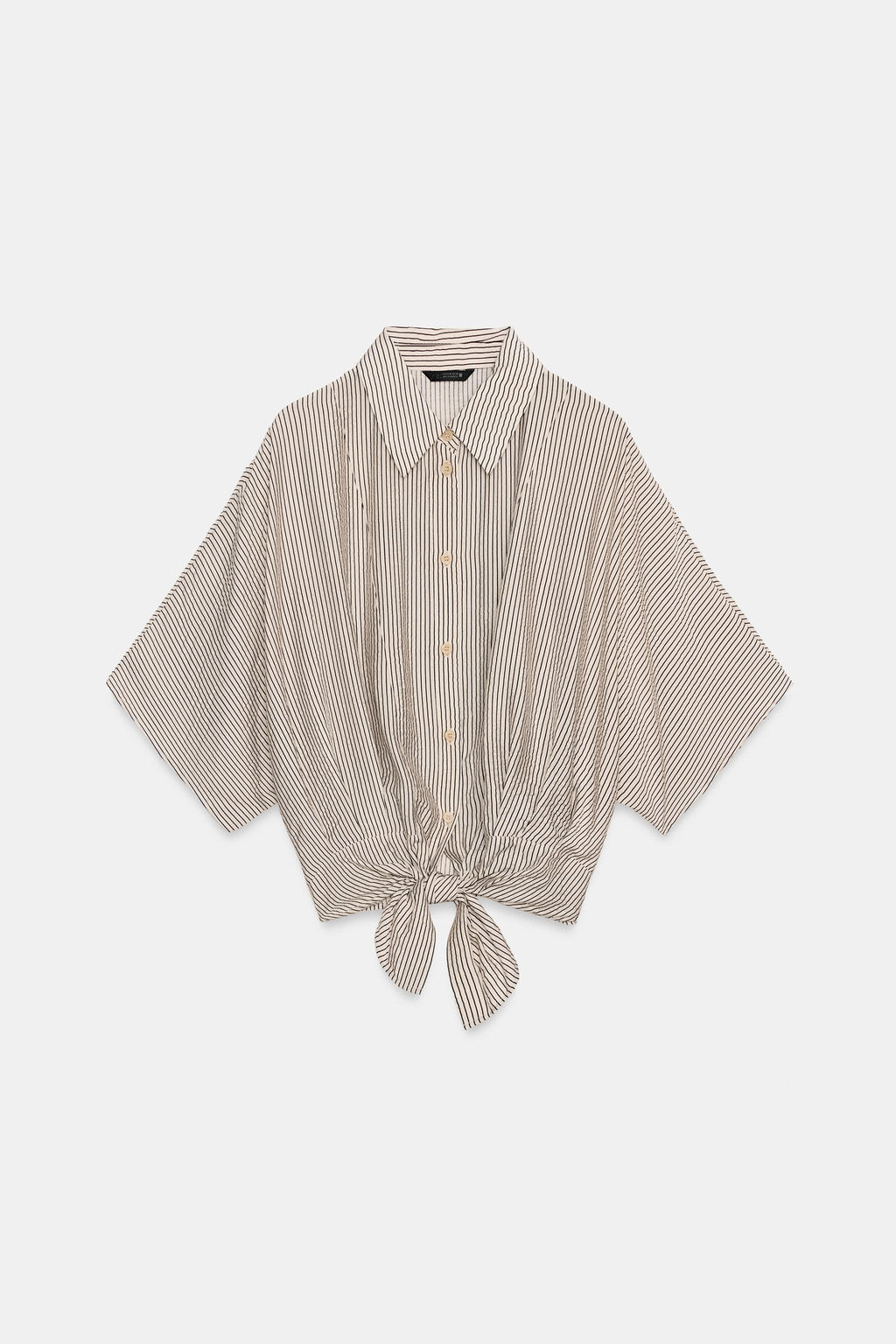 CAMISA MANGA CORTA NUDO / Crudo / Negro - Zara фото 6