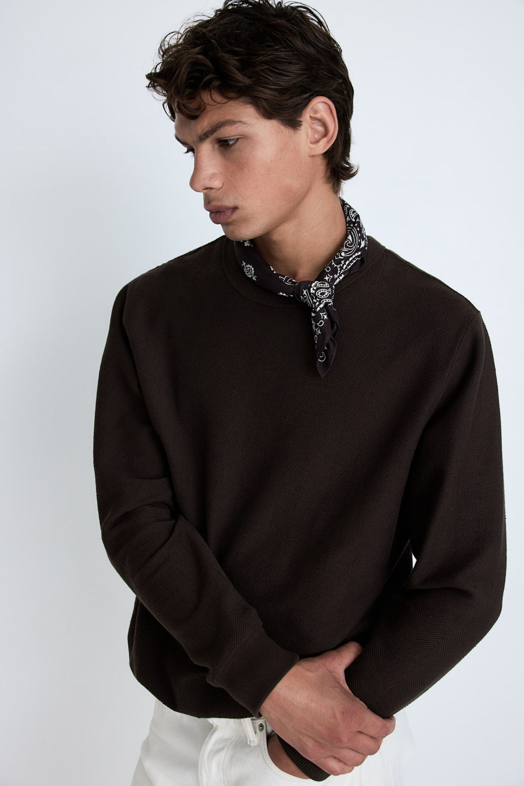 Sudadera con diseno de espiguilla Regular Fit
