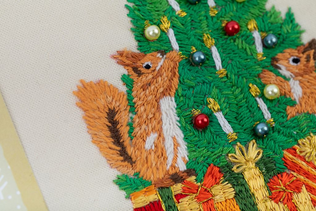 Набор для вышивания PANNA Живая картина JK-2272 Открытка. Бельчата 9.5 х 8 см