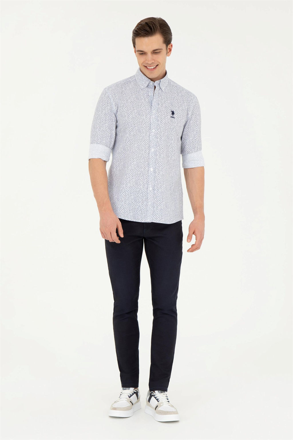 Мужская темно-синяя рубашка с длинным рукавом - U.s. polo assn фото 4