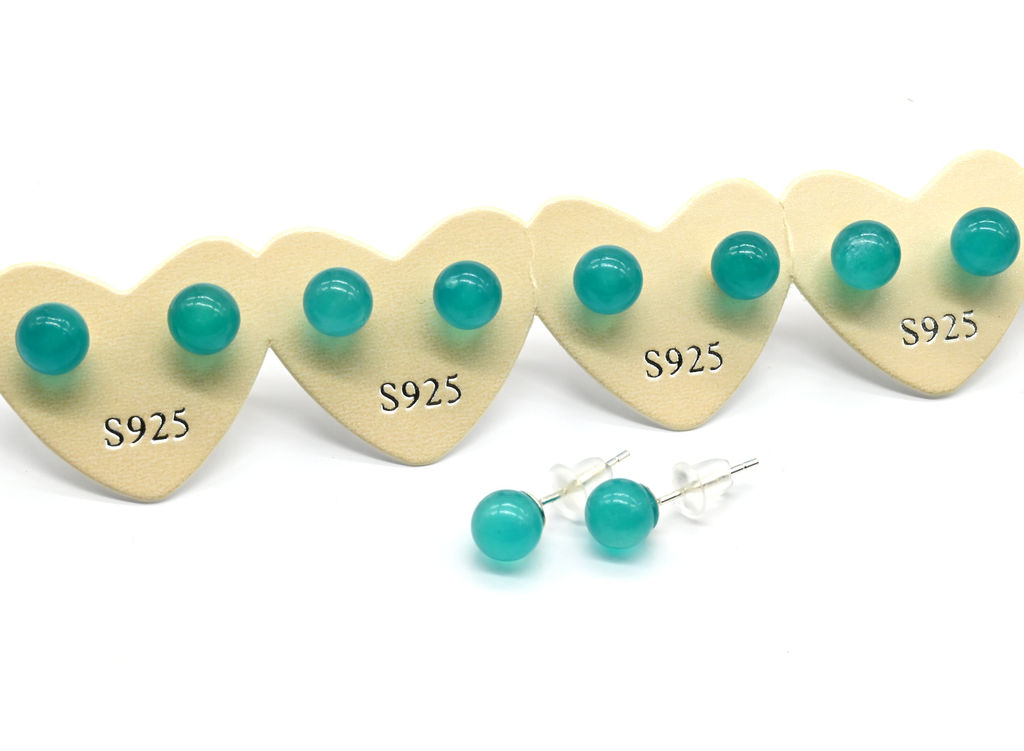 Серьги пусеты из амазонита имитация шарик 6мм