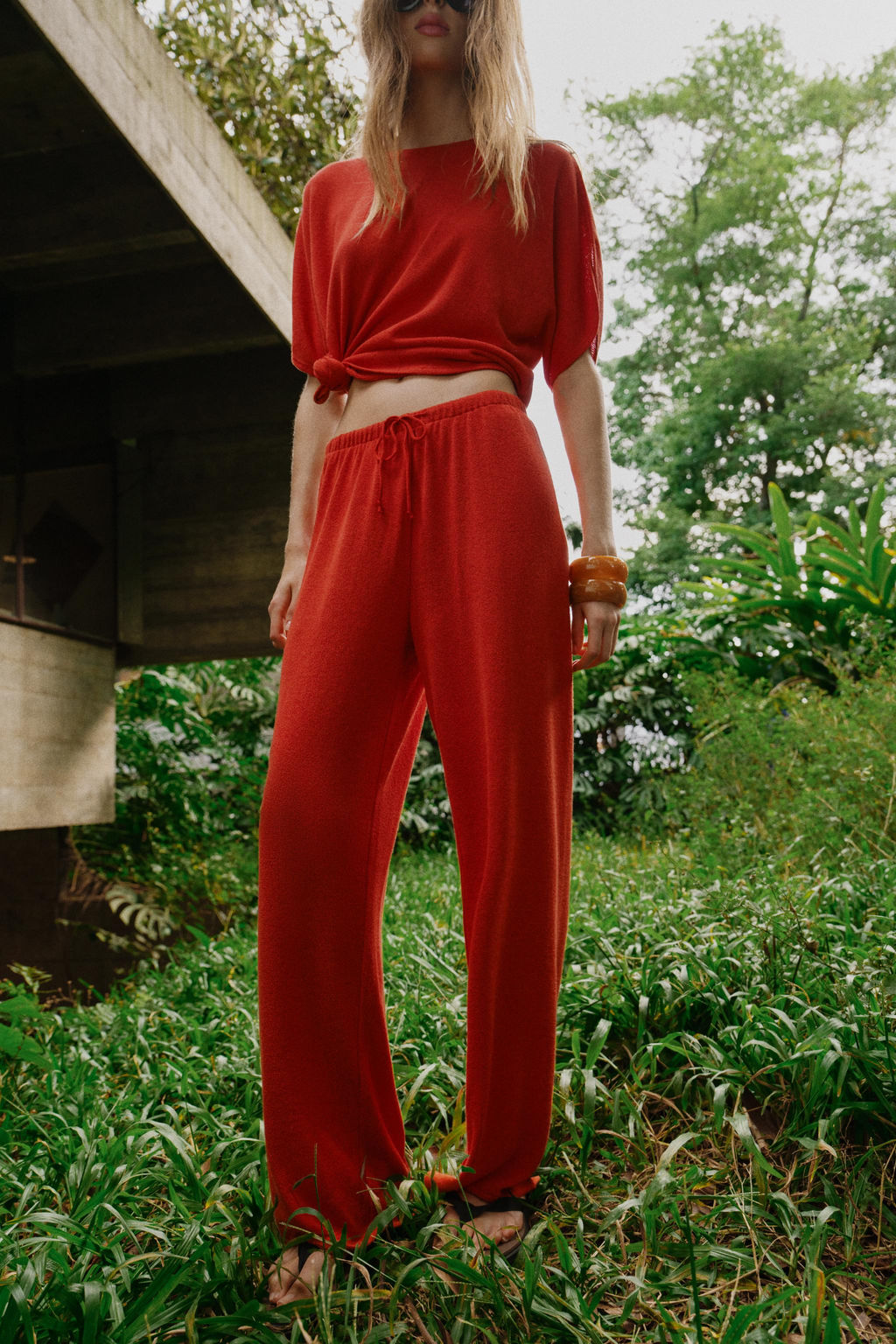 PANTAL?N R?STICO WIDE LEG / Rojo - Zara фото 2