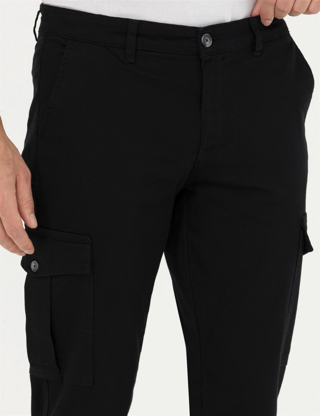 Siyah Slim Fit Kanvas Pantolon