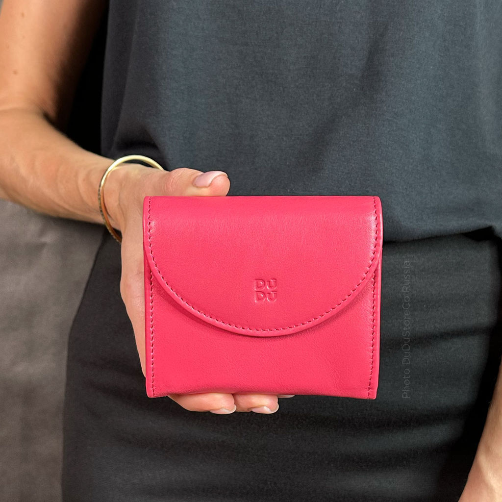 Кошелек кожаный DuDu серии Malaga | малиновый - Dudubags фото 5