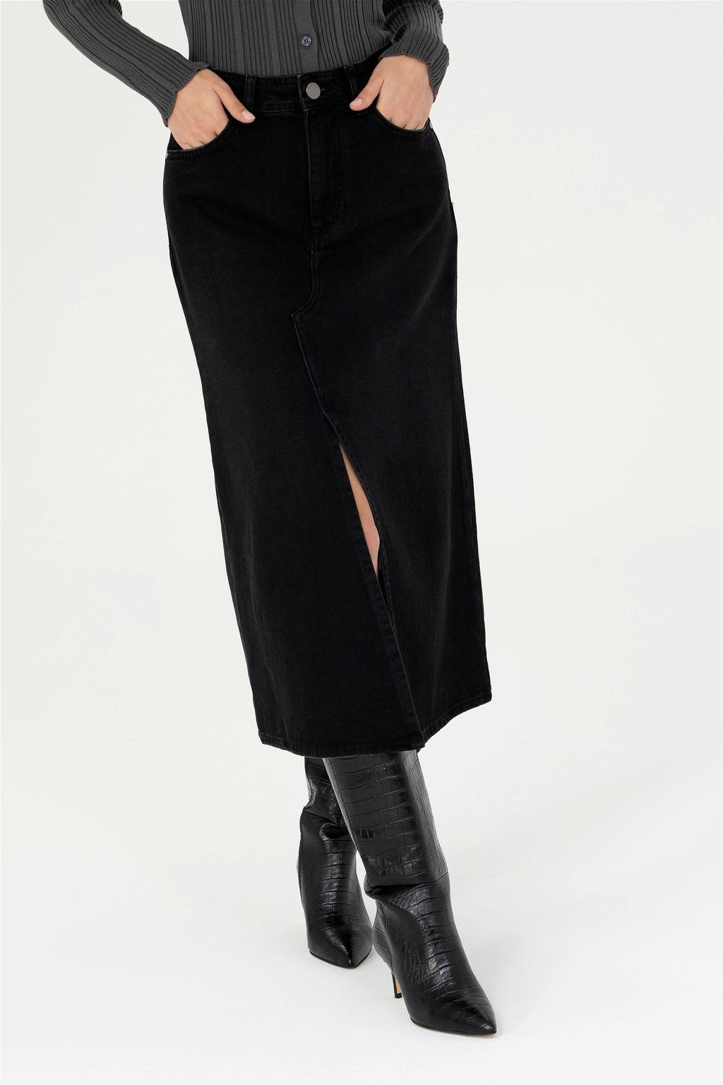 Kad_n Siyah Jean Etek - U.s. polo assn фото 2