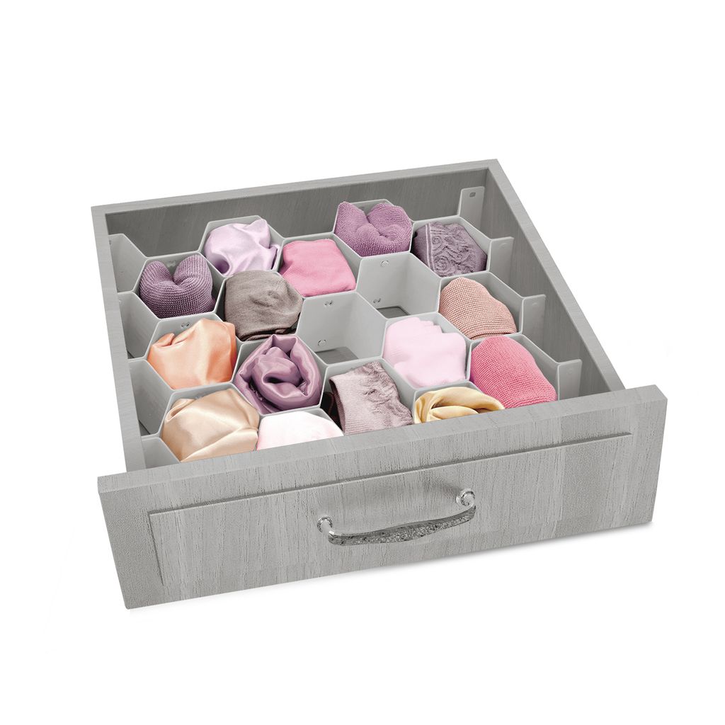 Разделители для ящиков СОТЫ, набор 8 шт., 36.3*6.7 см, DRAWER ORGANIZER, серый, шт