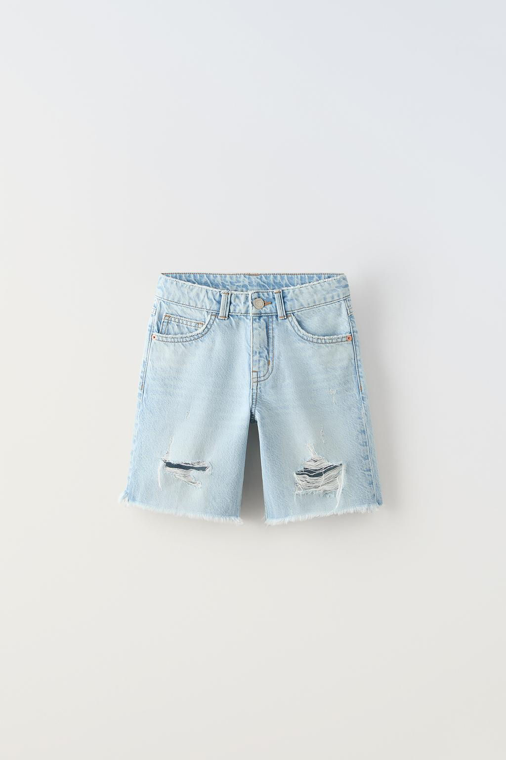 RIPPED DENIM BERMUDA SHORTS