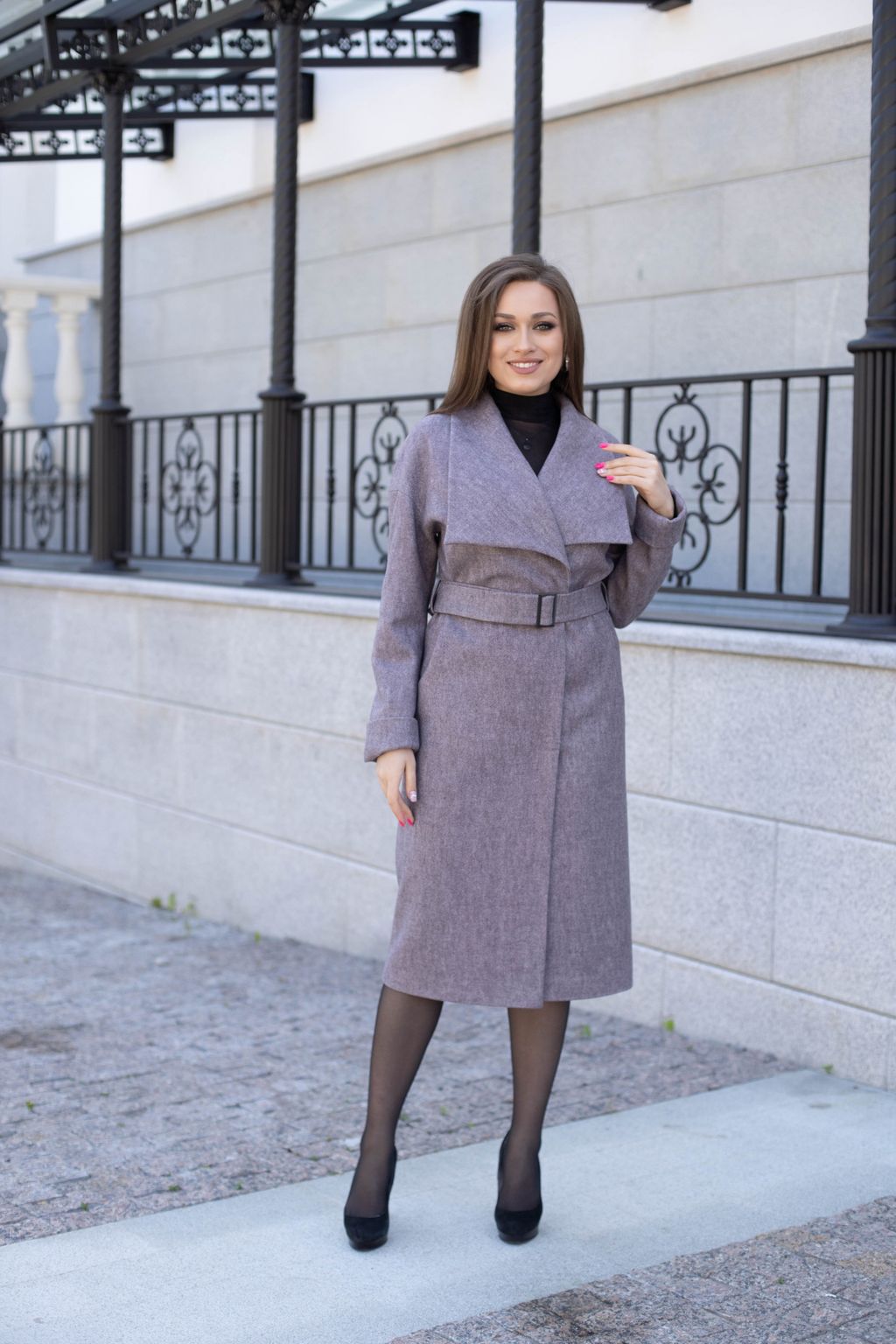 Пальто женское демисезонное 22580 (розовый) - Kankan фото 4