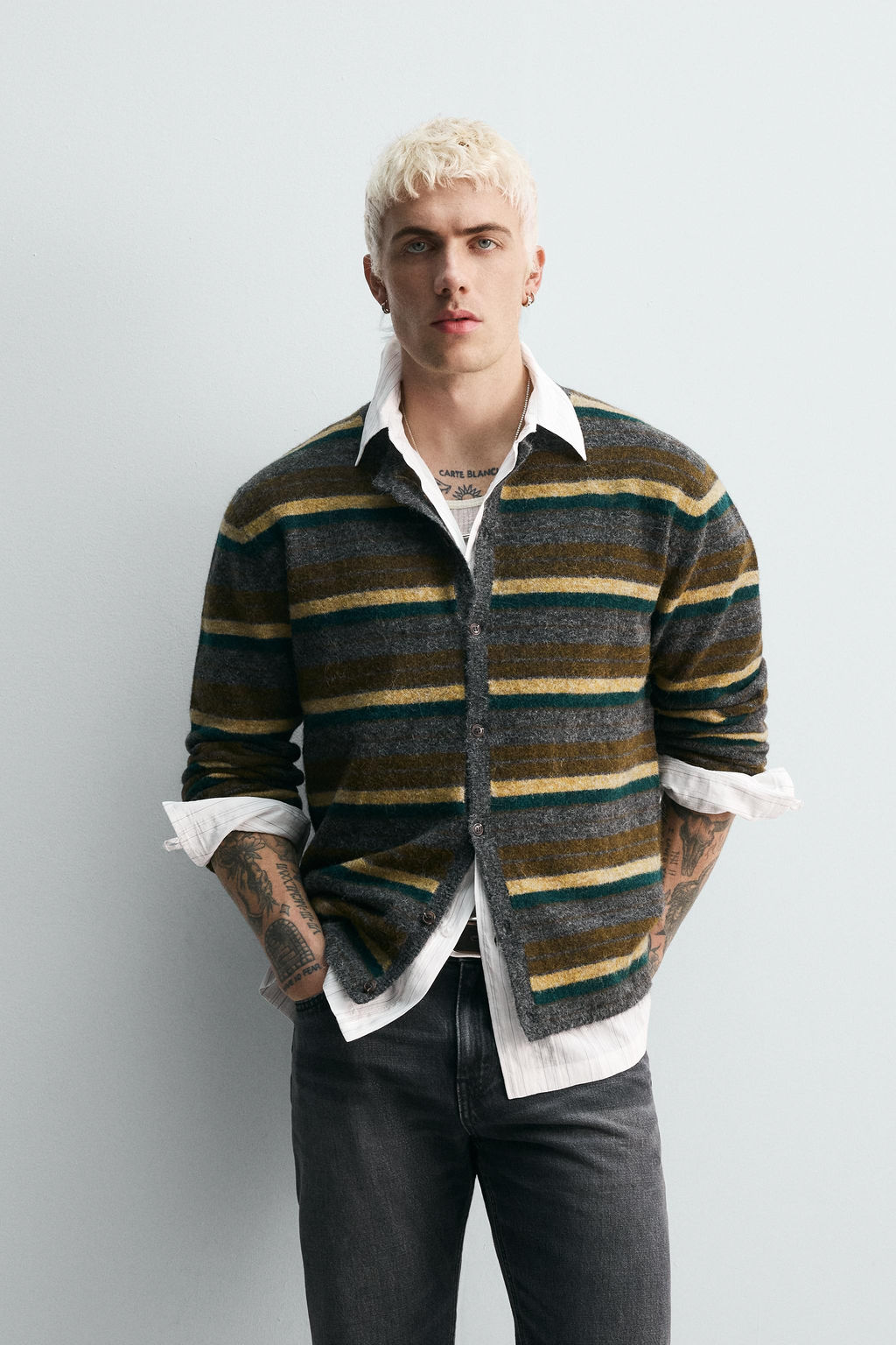 STRIPED JACQUARD CARDIGAN - Zara фото 2