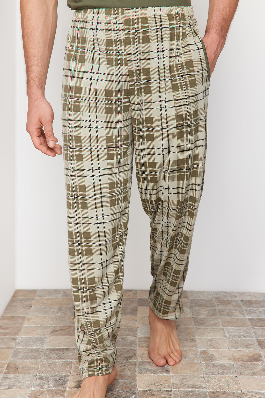 TRENDYOL MAN Antrasit Regular Fit Ekose Orme Pijama Tak?m? TMNSS24PT00037 - Trendyolmilla фото 13