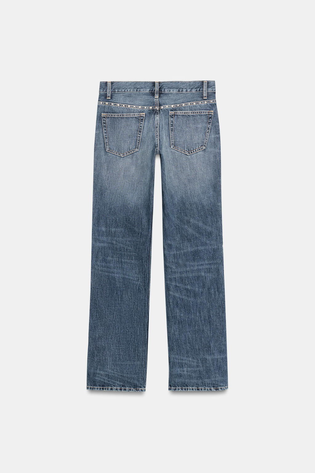 TRF SLUNG LOW-RISE STUDDED JEANS - Zara фото 8