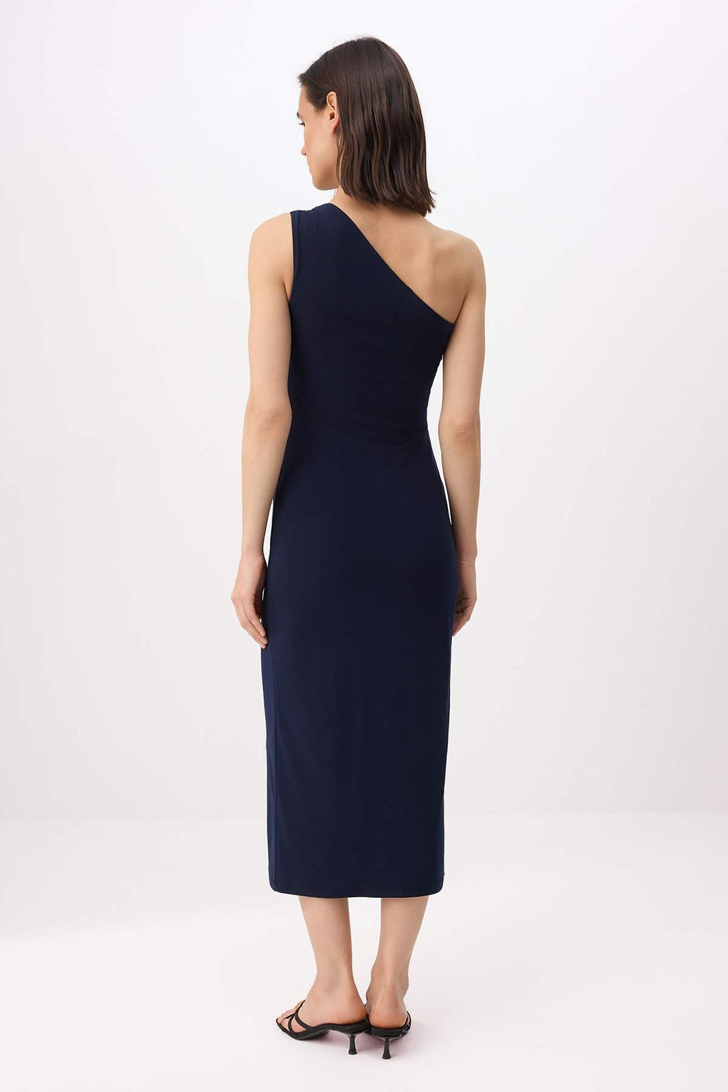 Lacivert Bodycon Asimetrik Yaka Kolsuz Aksesuar Detayl? Midi Esnek Orme Elbise TWOSS26EL00199 - Trendyolmilla фото 4