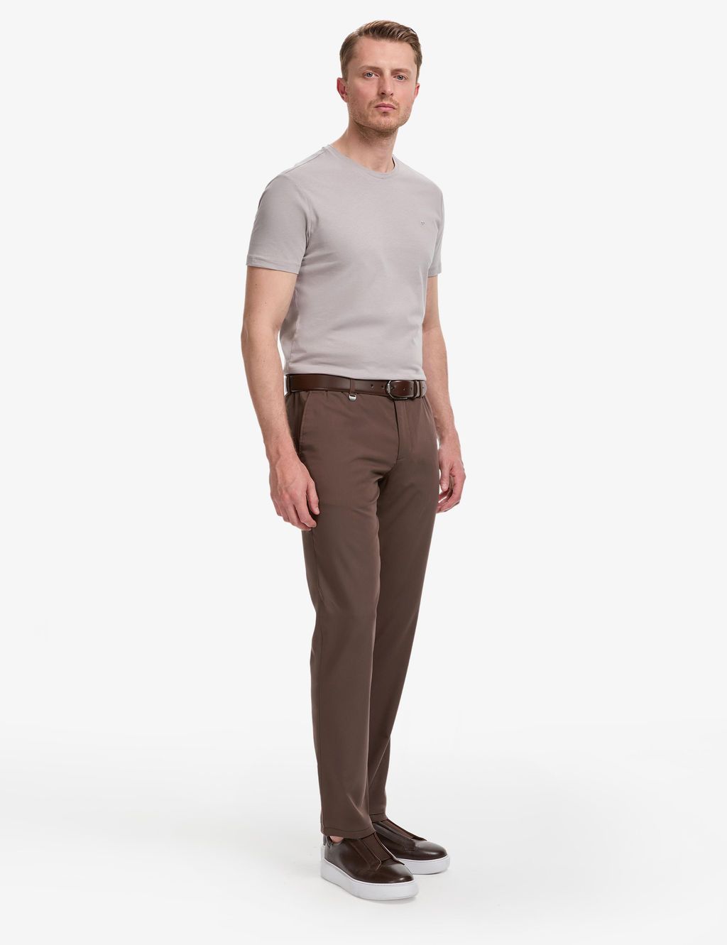 Kahverengi Slim Fit Klasik Jogger Pantolon