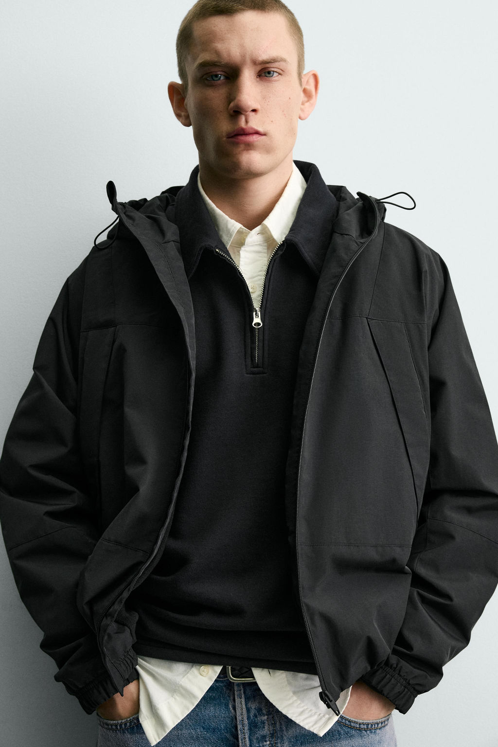 CAZADORA T?CNICA WATER REPELLENT COMBINADO POLAR / Negro - Zara фото 5