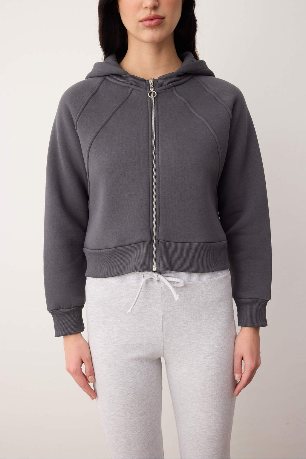 Antrasit Regular/Normal Kal?p Crop Orme Sweatshirt TWOAW26SW00045