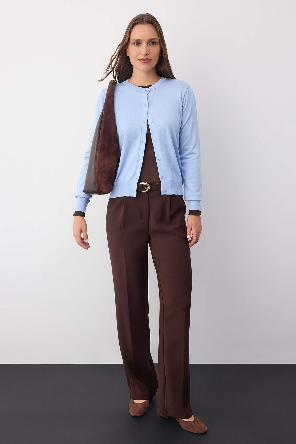 Wardrobe Essentials Mavi Merserize Gorunumlu Bisiklet Yaka Triko H?rka|TWOAW26HI00095
