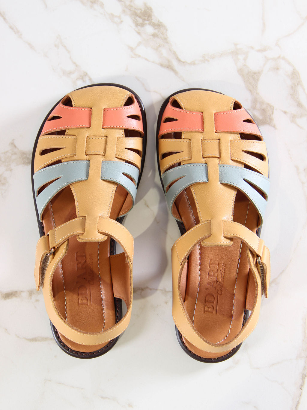 Босоножки 1036.подиум178br.Тыква+авокадо лион+коралл - Edart фото 7