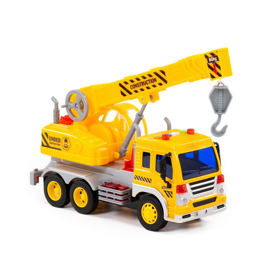Сити, автомобиль-кран инерционный (со светом и звуком) (жёлтый) (в коробке) - Полесье фото 5