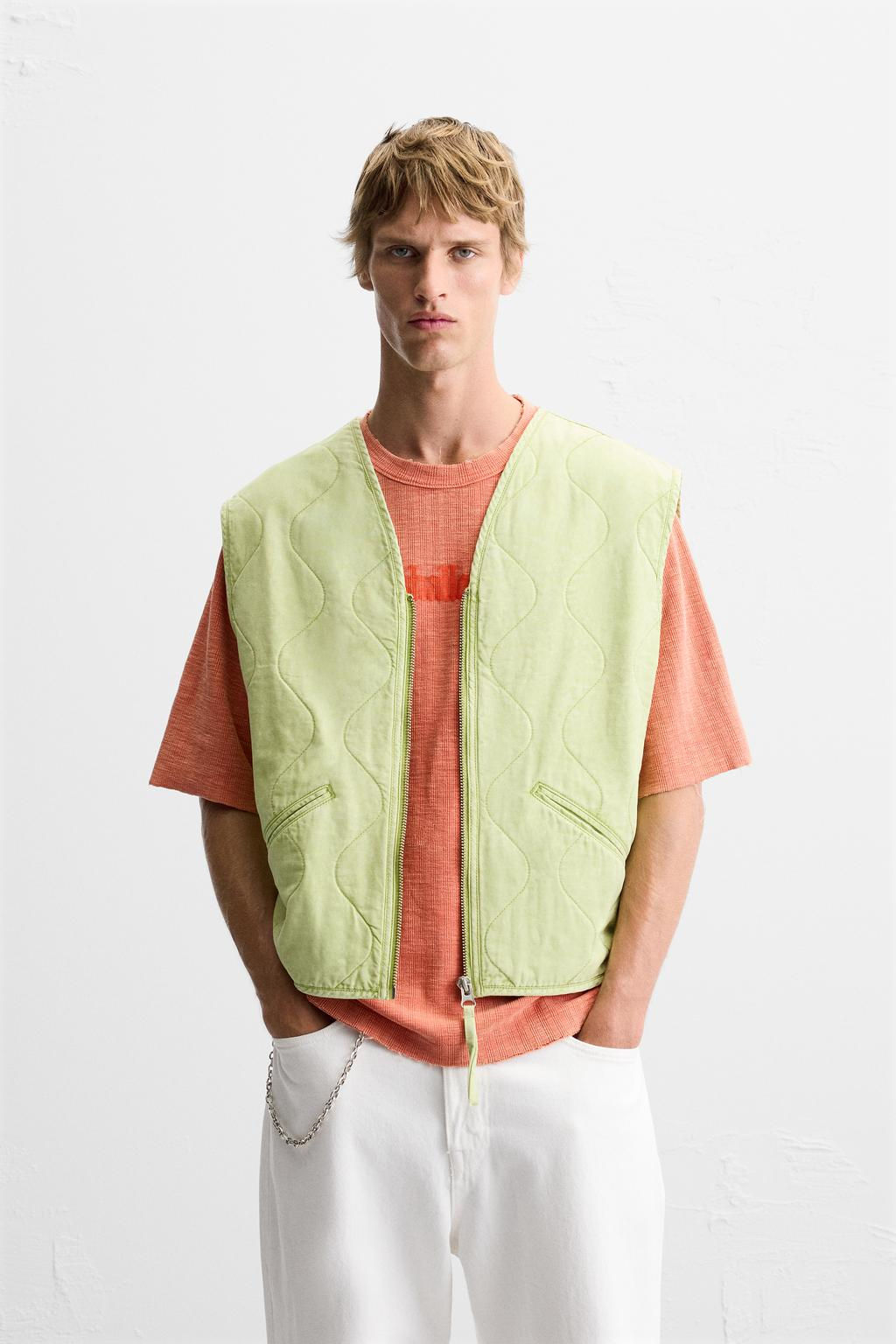 FADED PRINT QUILTED GILET - Zara фото 2