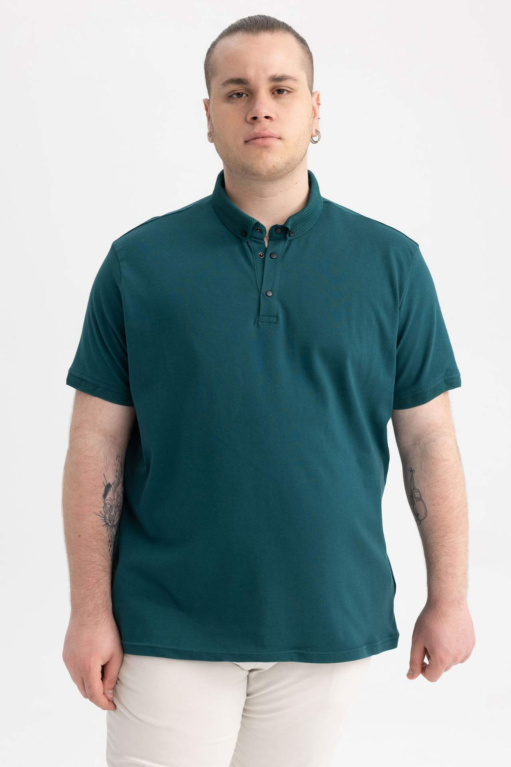 Slim Fit Dar Kesim K?sa Kollu Basic Duz Polo Tisort - Defacto фото 6