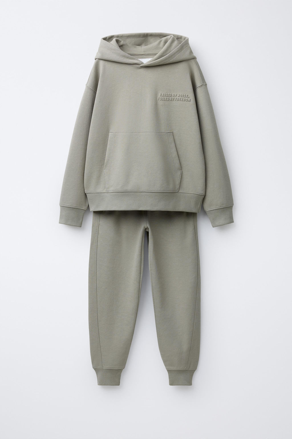 EMBOSSED TEXT INTERLOCK HOODIE AND JOGGERS SET - Zara фото 9