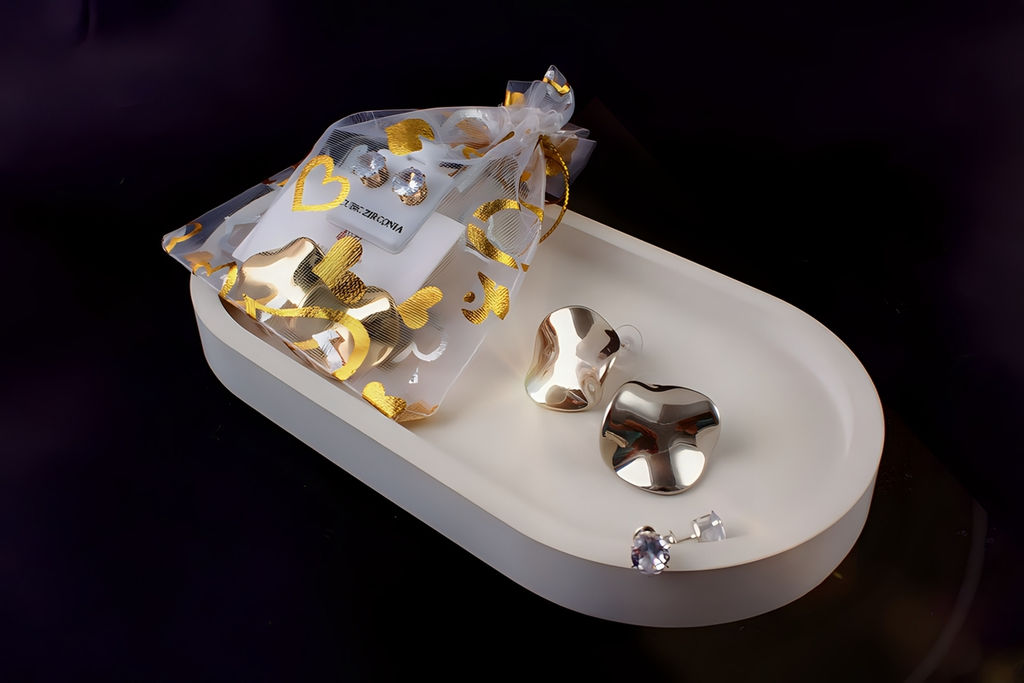 Серьги с эффектом мятого металла Круг  + Подарок