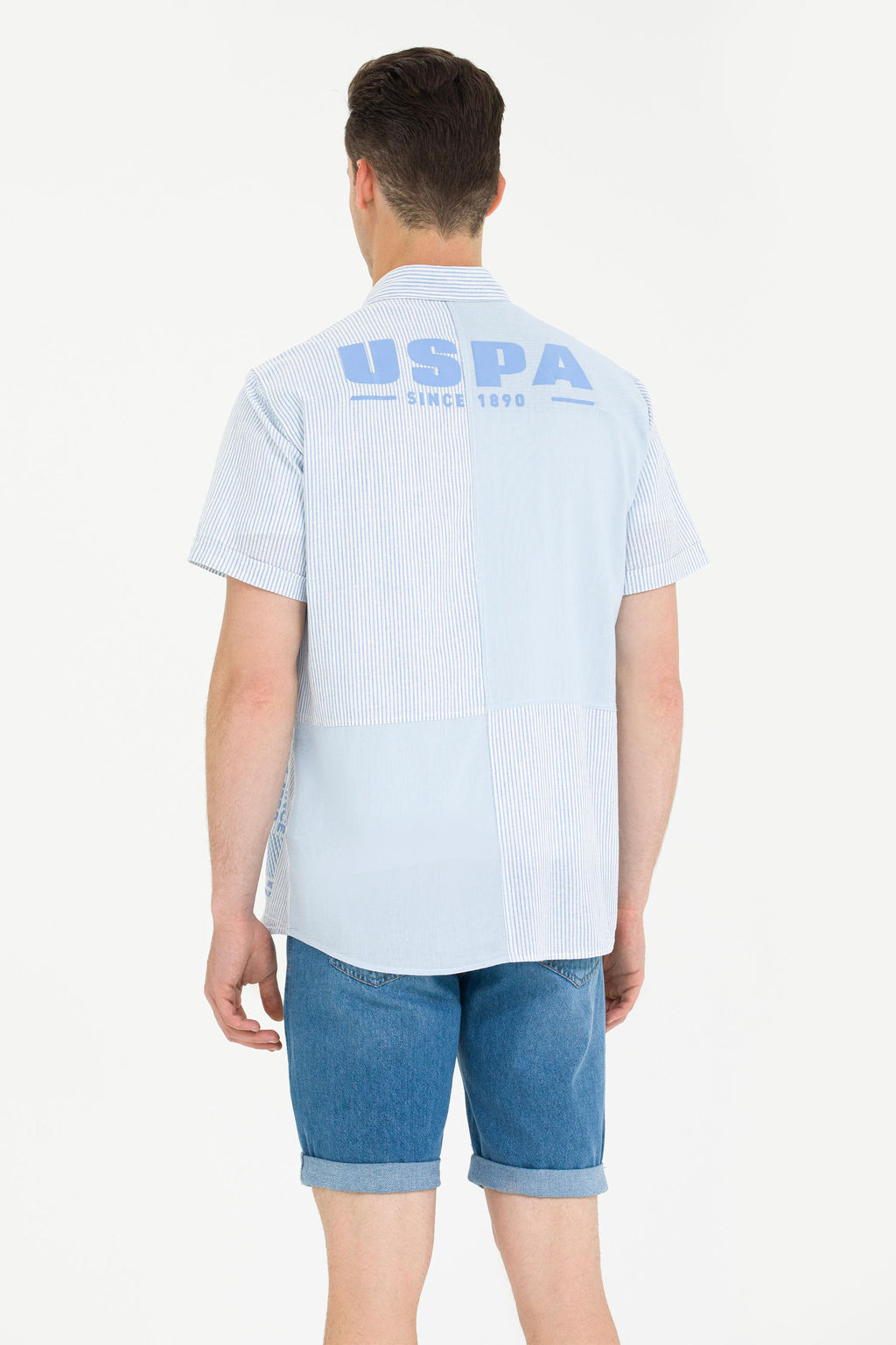 U. S. Polo Assn / Мужская синяя рубашка с коротким рукавом - U.s. polo assn фото 5