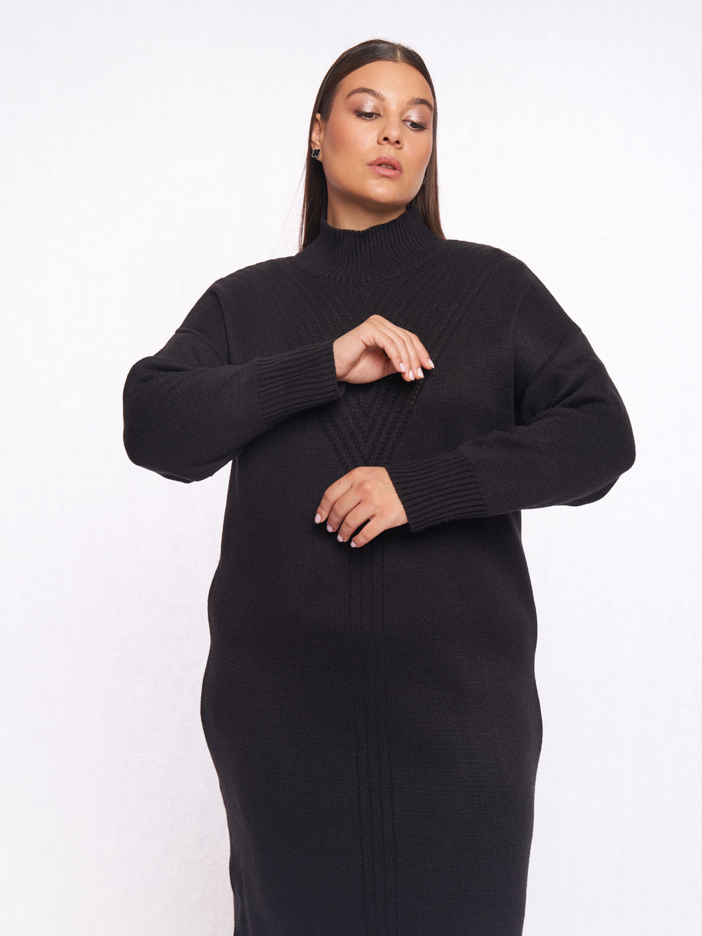 Черное вязаное платье PP91566BLK01 - Артесса фото 10