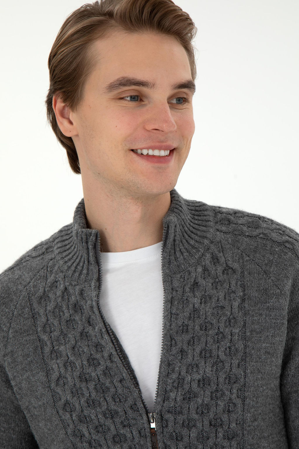 Мужской серый меланжевый трикотажный кардиган Неожиданная скидка в корзине - U.s. polo assn фото 2