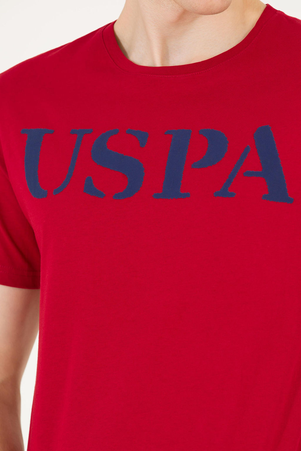 U. S. Polo Assn Мужская бордово-красная базовая футболка с круглым вырезом - U.s. polo assn фото 7