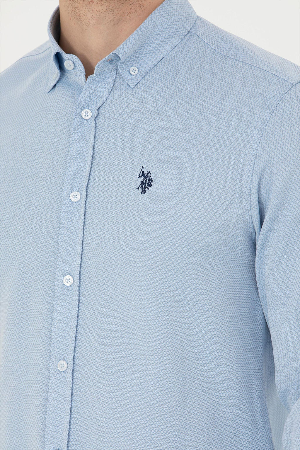 Мужская синяя рубашка с длинным рукавом - U.s. polo assn фото 14