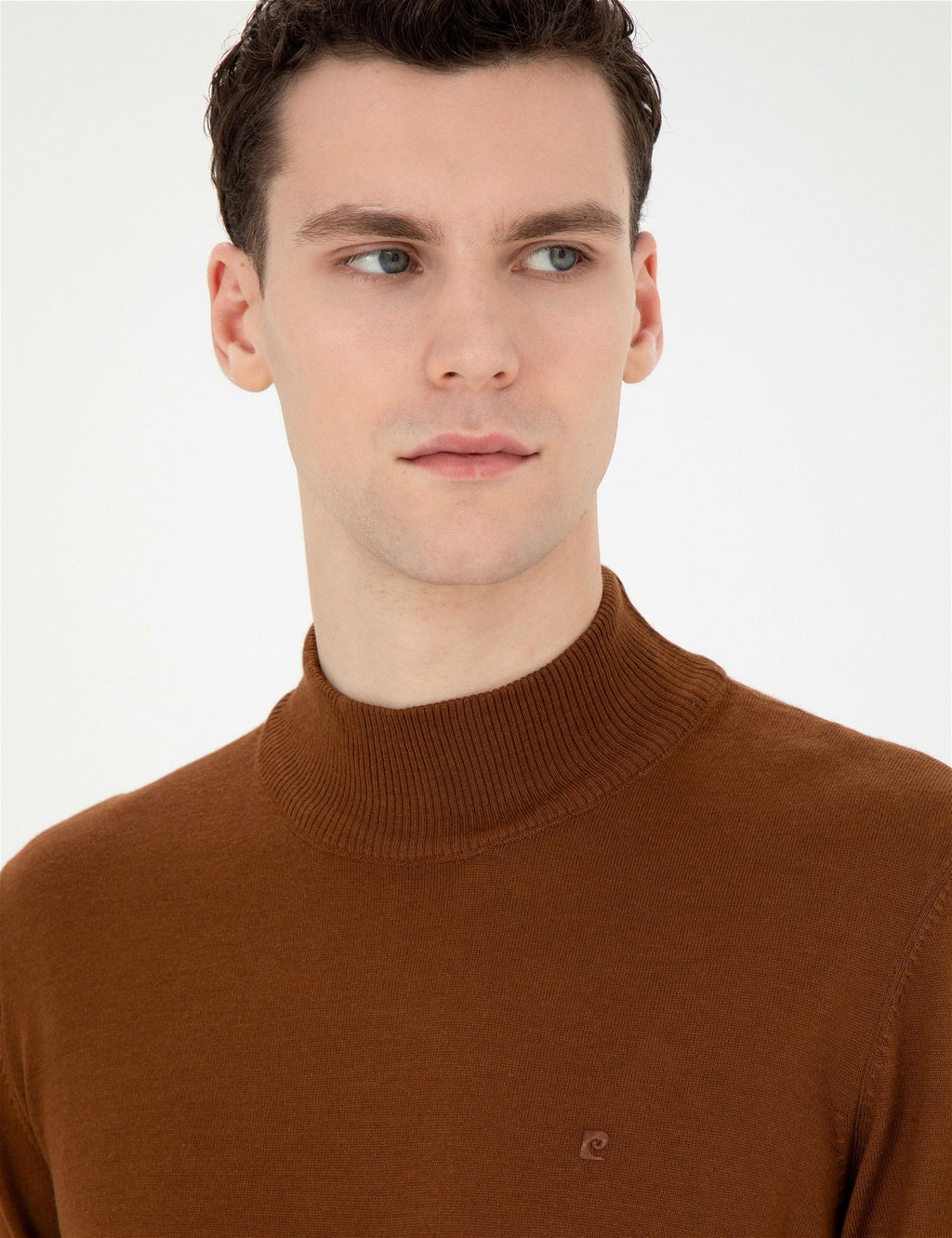 Taba Slim Fit Yar_m Bal_k__ Yaka Y_n Kar___ml_ Basic Triko Kazak - Pierre cardin фото 2