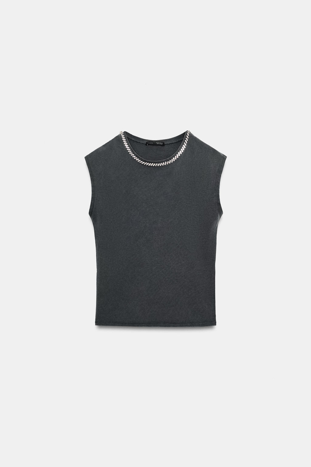 CAMISETA JOYAS EFECTO LAVADO / Gris antracita - Zara фото 6