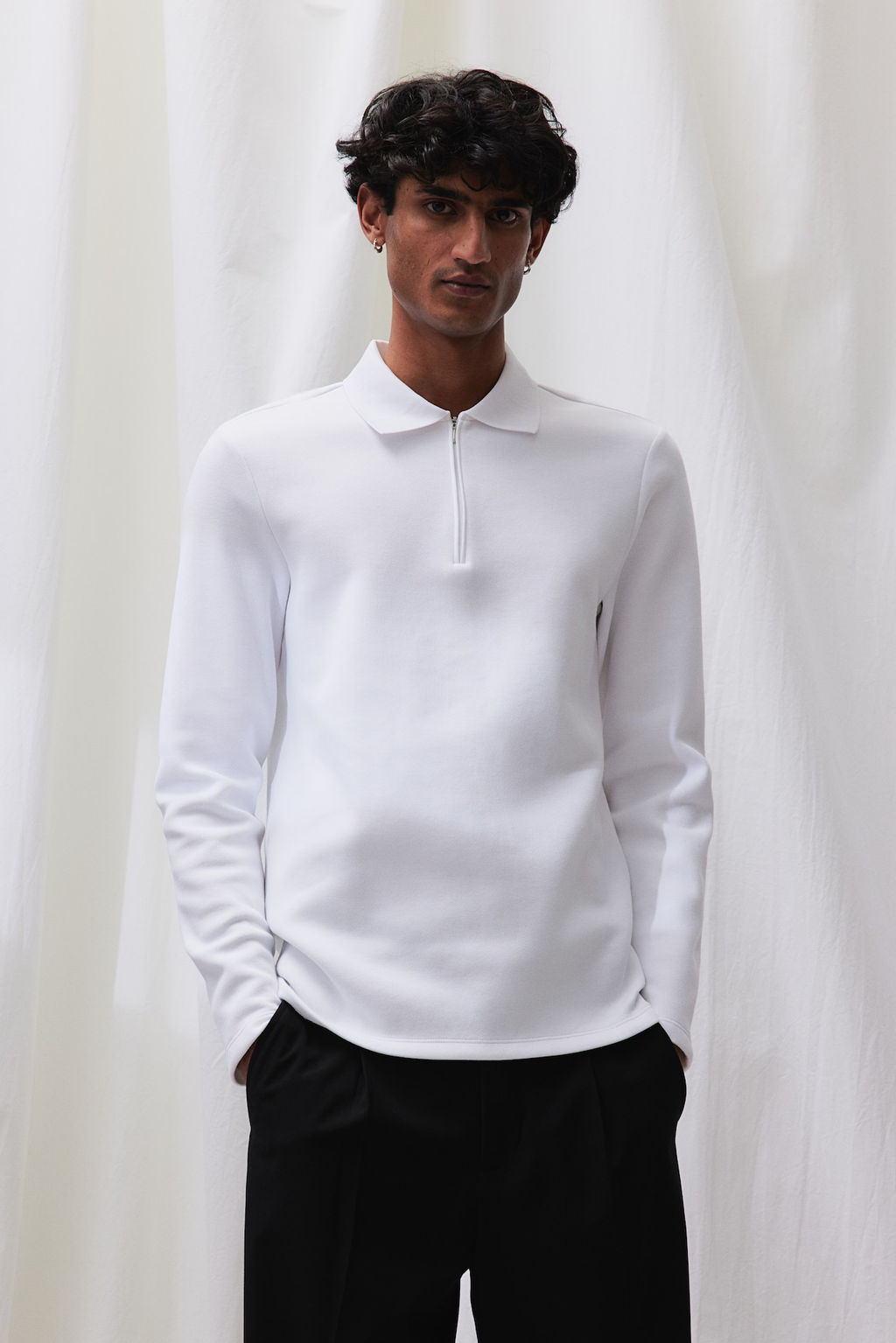 Polo efecto neopreno con media cremallera Slim Fit - H&m фото 3