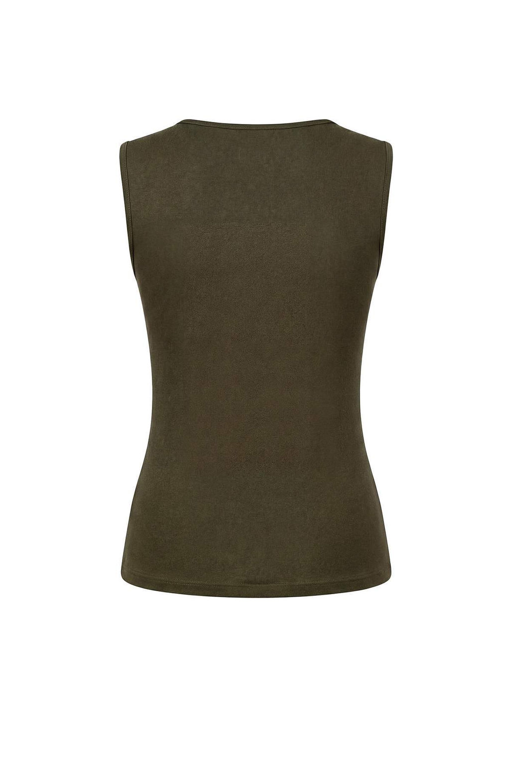 Haki Fitted/Vucuda Oturan Kay?k Yaka Kolsuz Aksesuar Detayl? Esnek Orme Bluz TWOSS26BZ00183