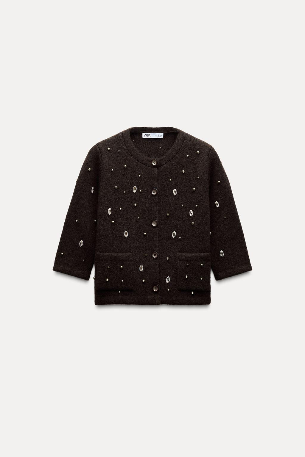 BEADED RHINESTONE KNIT CARDIGAN - Zara фото 4