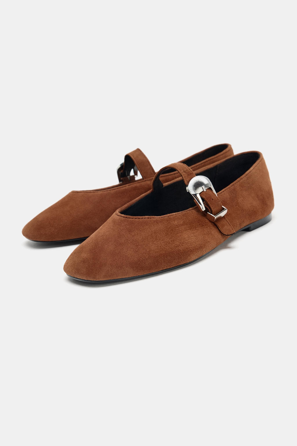 BUCKLE SUEDE BALLERINA SHOES - Zara фото 4
