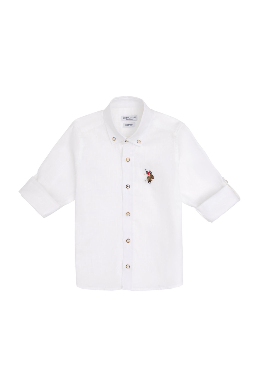 Белая базовая рубашка с длинным рукавом для мальчика - U.s. polo assn фото 2