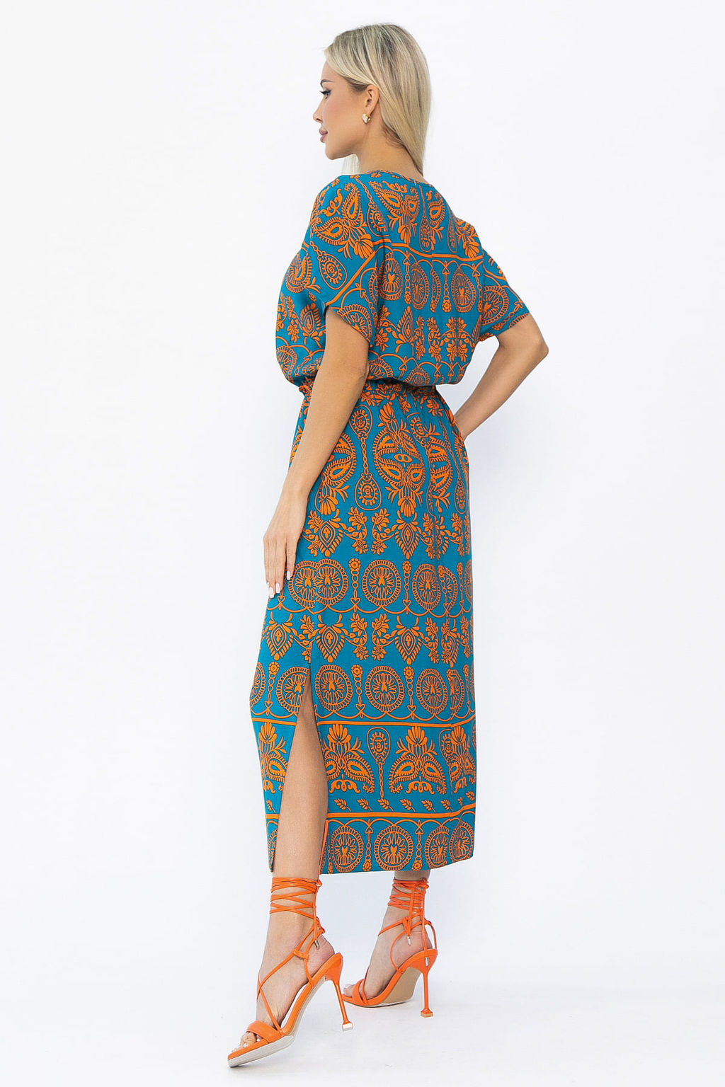 Платье Вистерия (лазурно-оранжевое) П15347-5М