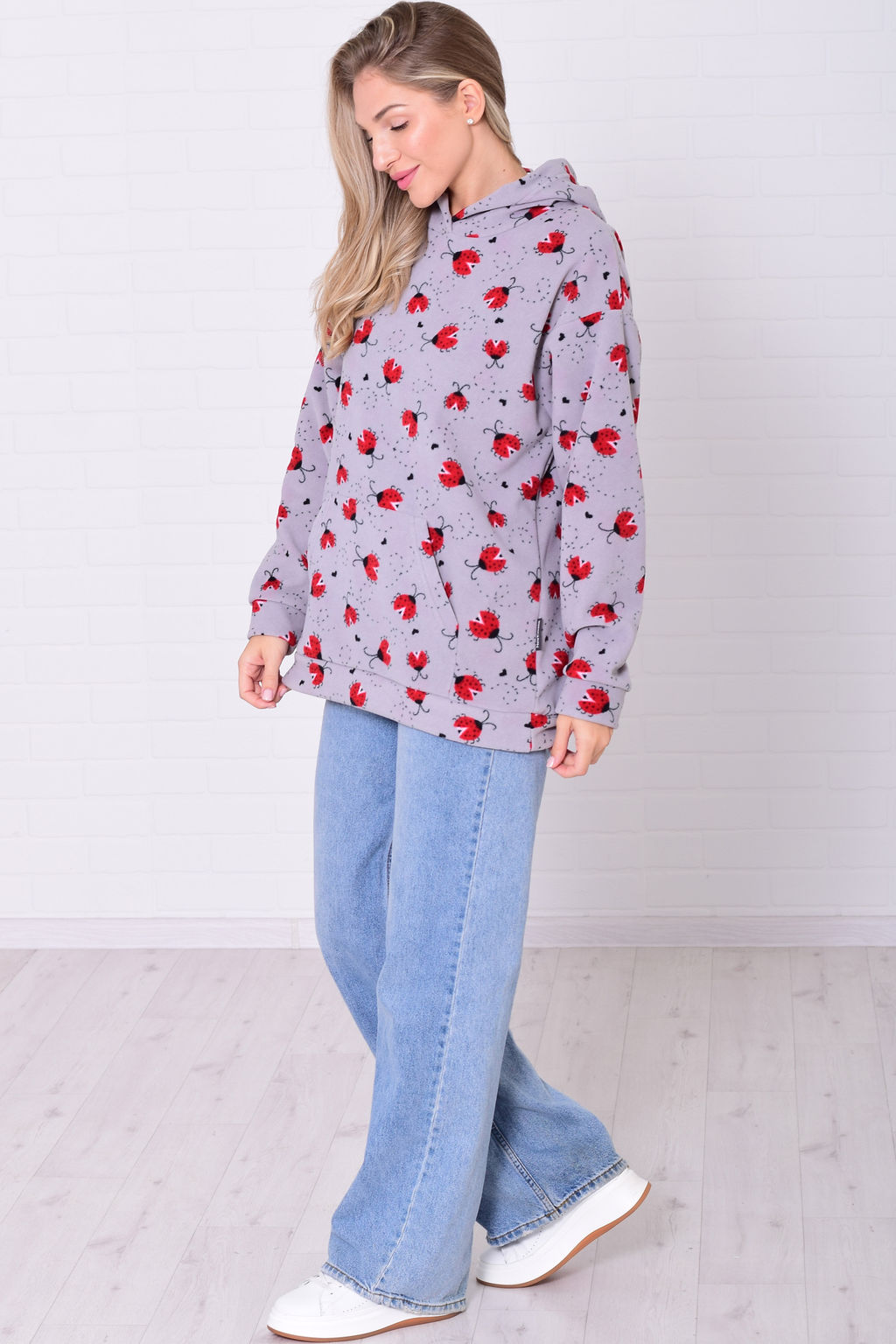 Толстовка женская 6-219 (серый) из флиса - Новое кимоно фото 4