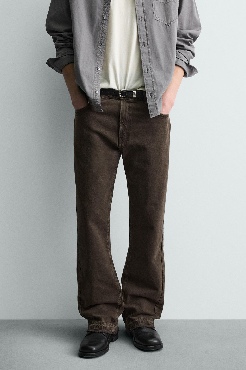 JEANS FLARE FIT ROTOS / Marr?n - Zara фото 11