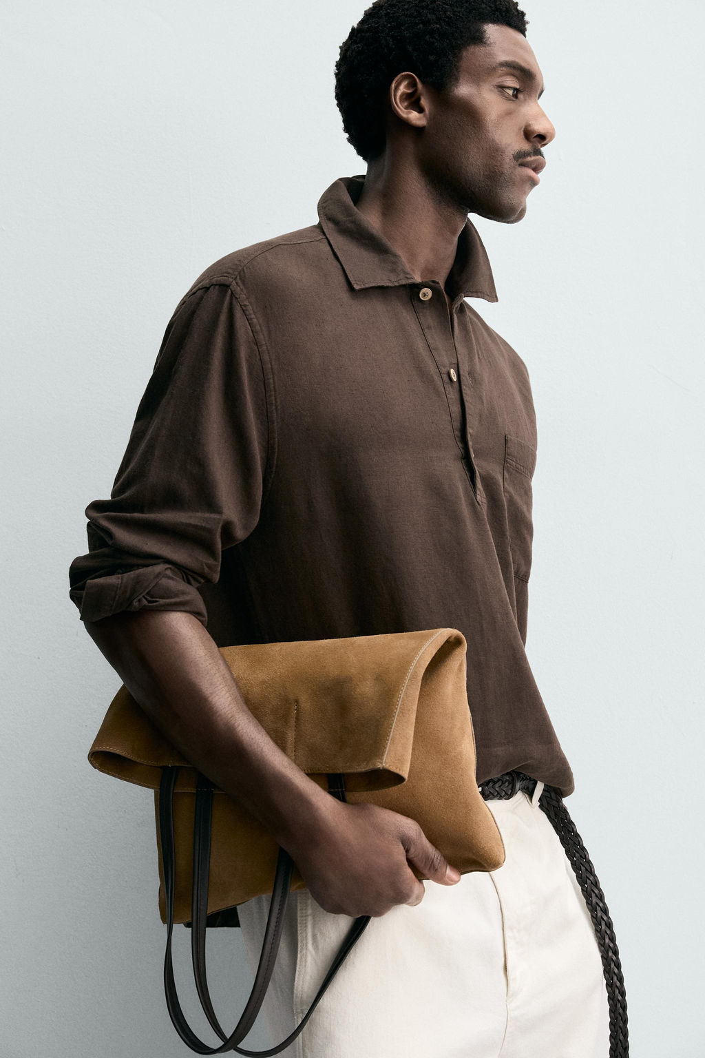 CAMISA POLO LINO - ALGOD?N / Marr?n - Zara фото 5