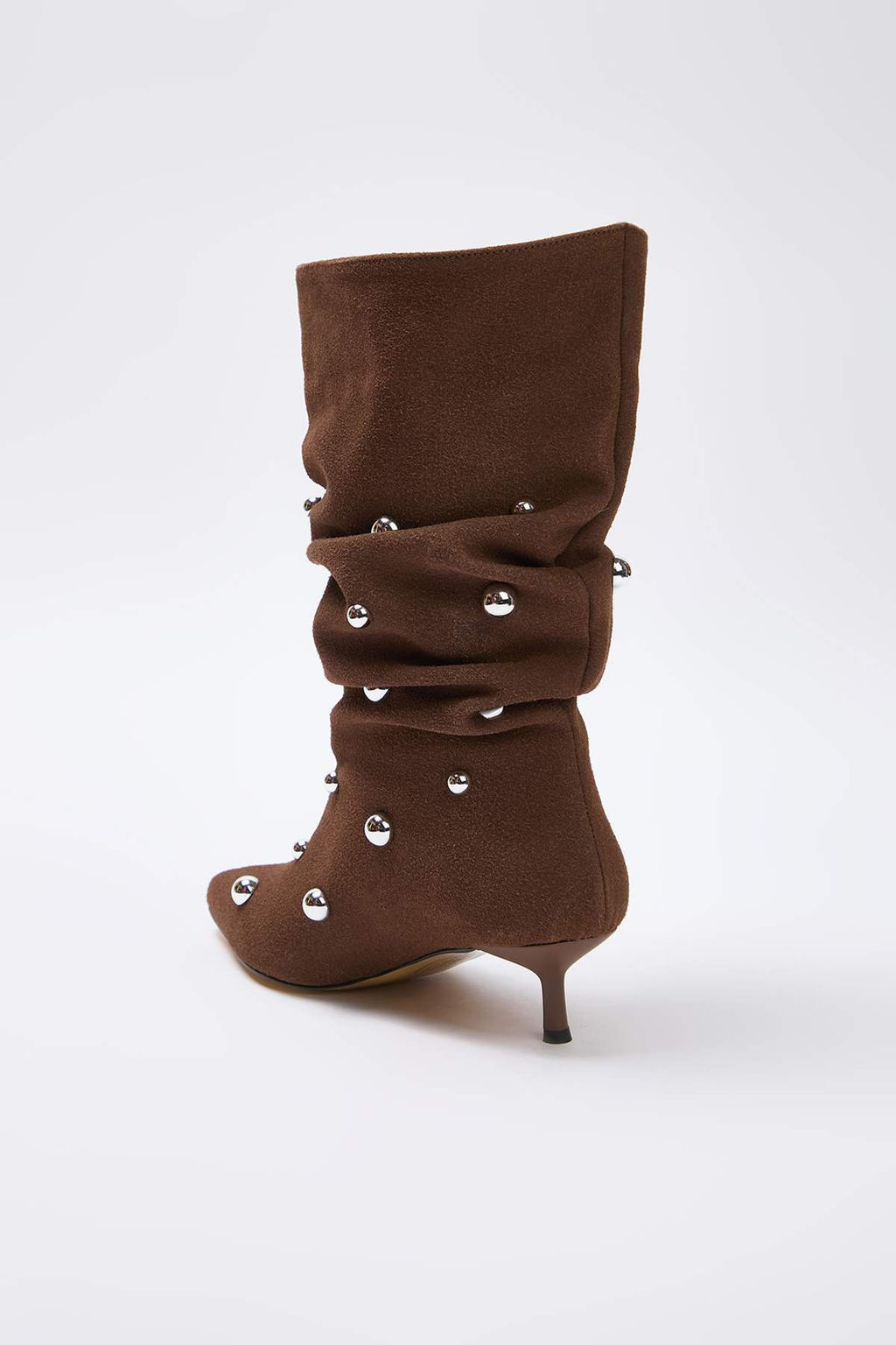 Koyu Kahverengi Koruklu Trok Detayl? Premium Kitten Topuklu Kad?n Cizme TAKAW26CZ00028 - Trendyolmilla фото 4